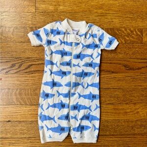 Hanna Andersson Blue Shark Print One Piece
